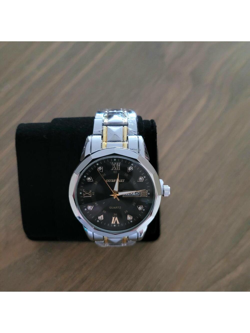 Men's Two-Tone Stainless Steel Wristwatch with Day and Date